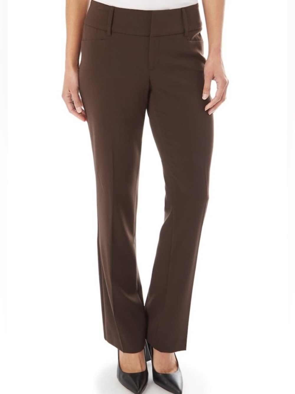 Apt. 9 Pearson Stretch Brown Straight Leg Trousers - Mid to Low Rise